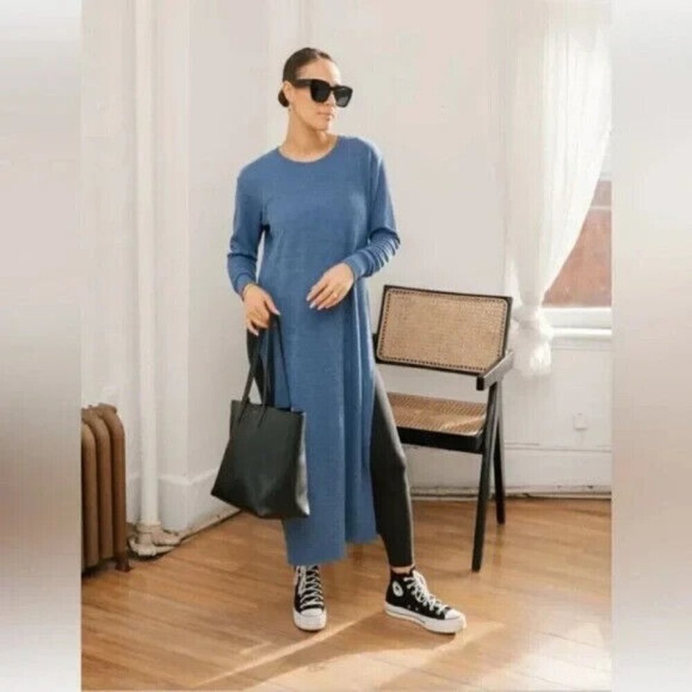 Smash + Tess Long Tunic Sweater Top Long Sleeve Minimalist Blue size XL